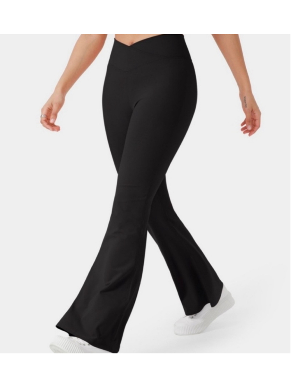 Halara Crossover High Waisted Flare Pocket Leggings Med TALL Black NWT Yoga Pant